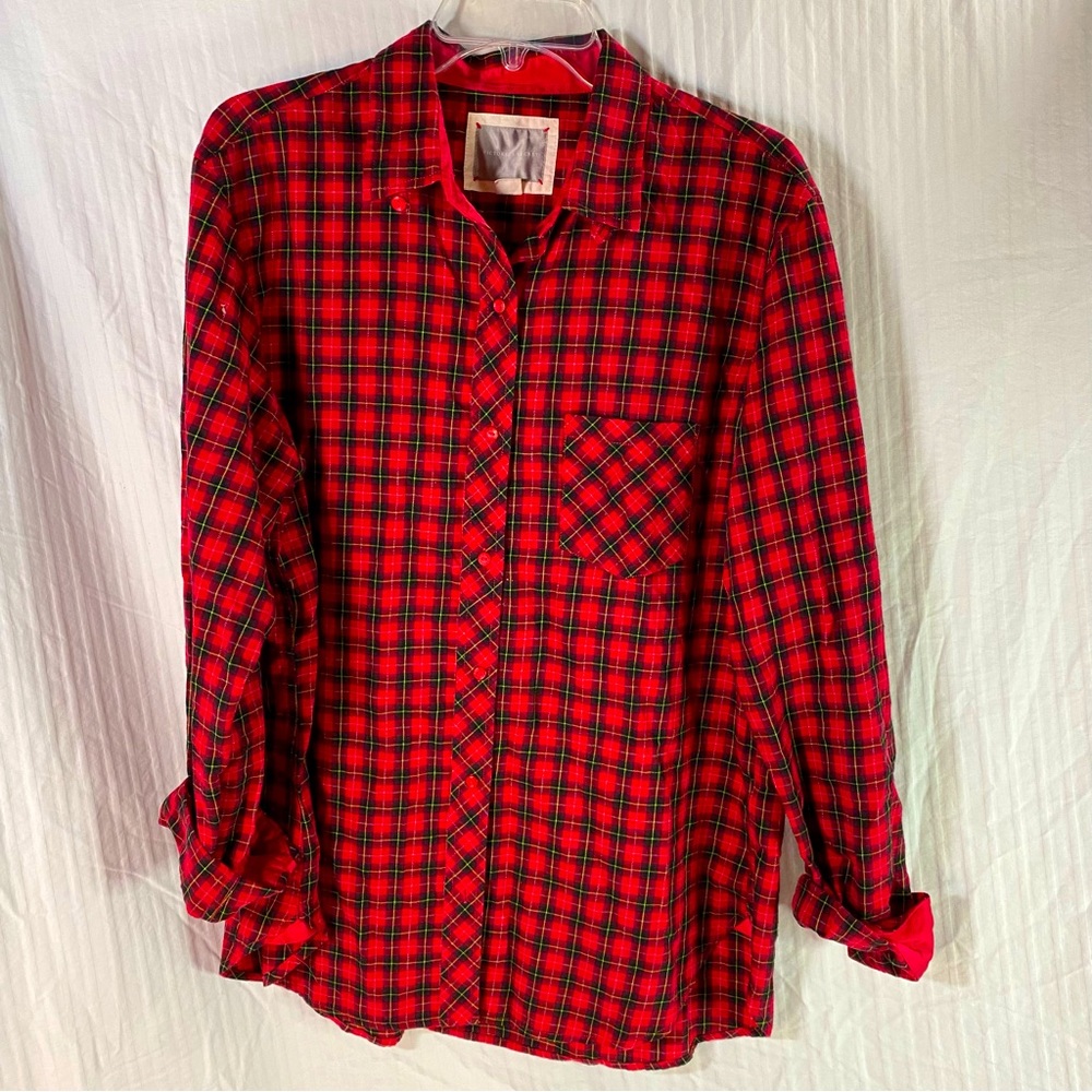 Victoria's Secret Red Plaid Flannel Pajama Top
